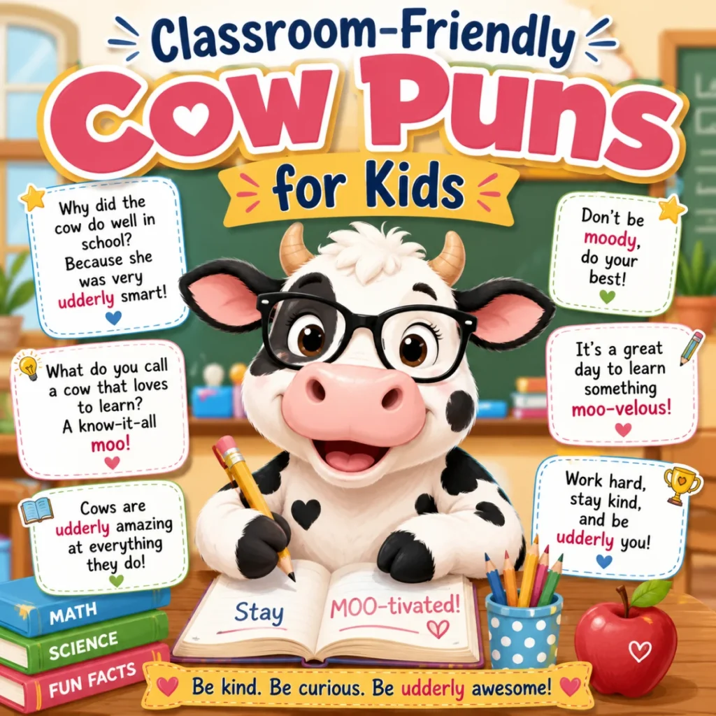 Classroom-Friendly Cow Puns for Kids