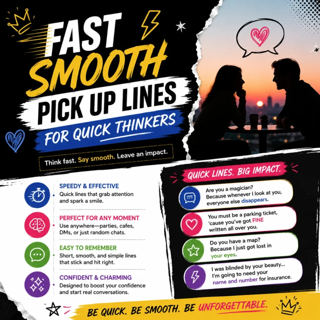 Fast Smooth Pick Up Lines For Quick Thinkers