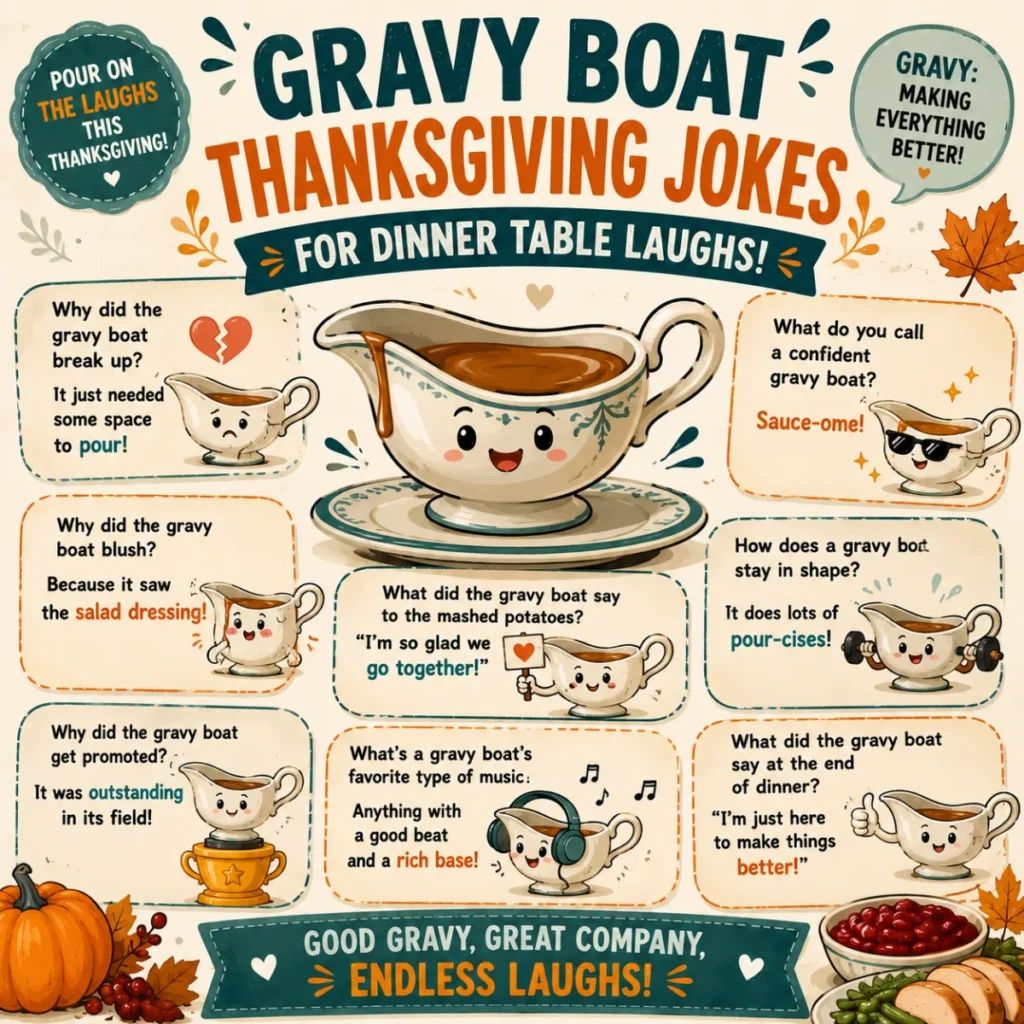 Gravy Boat Thanksgiving Jokes for Dinner Table Laughs