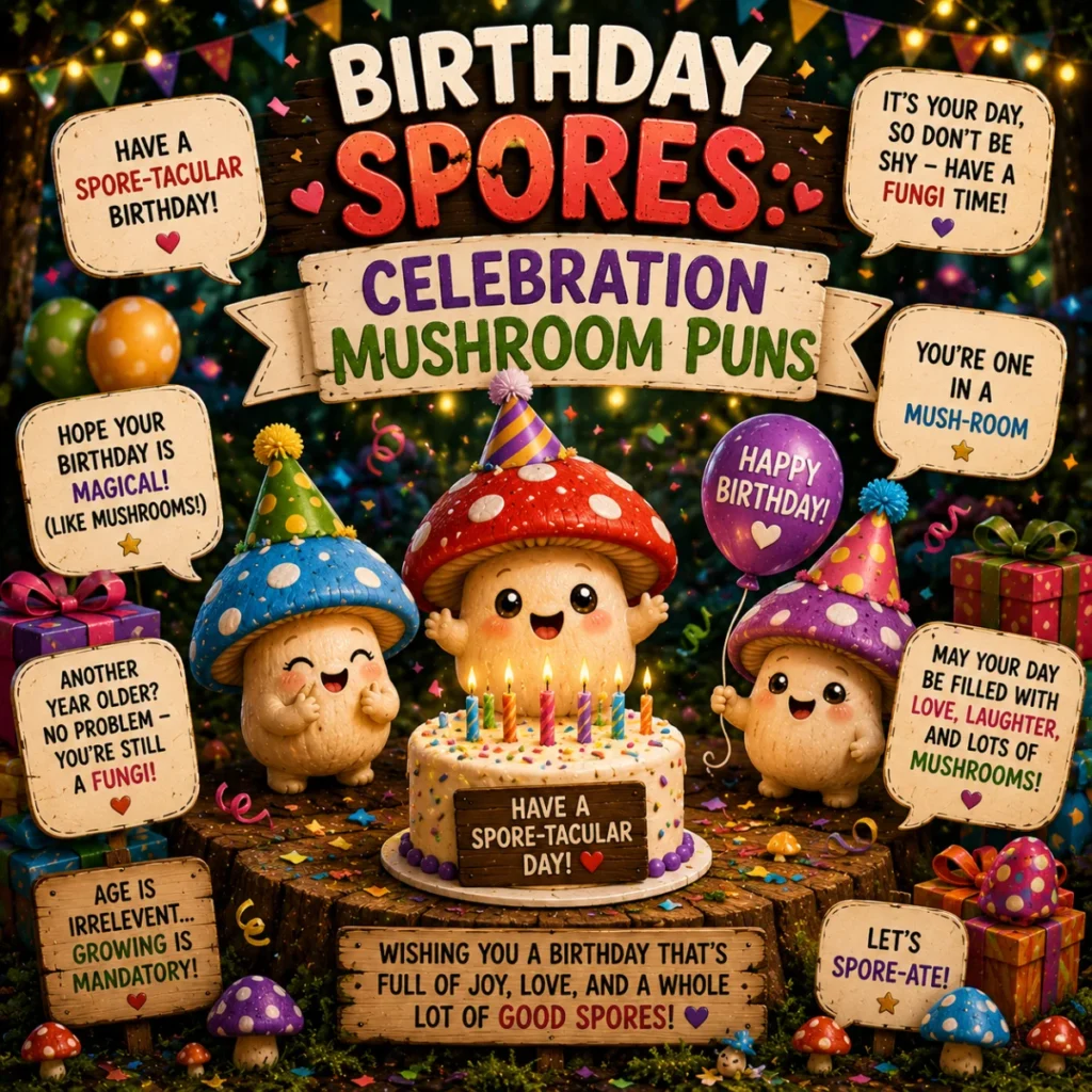 Birthday Spores Celebration Mushroom Puns