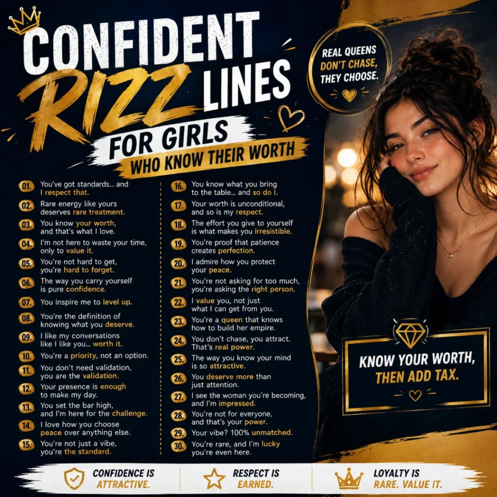 Confident Rizz Lines For Girls Who Know Their Worth