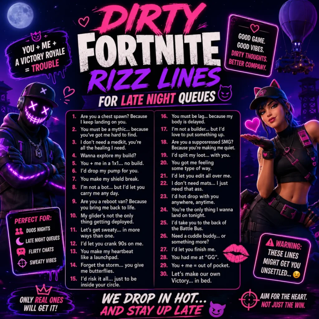 Dirty Fortnite Rizz Lines For Late Night Queues