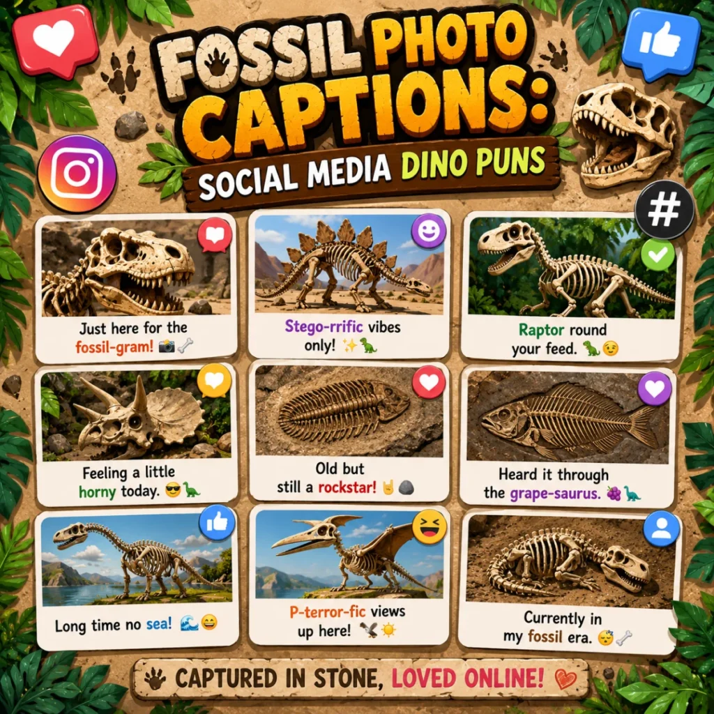 Fossil Photo Captions Social Media Dino Puns
