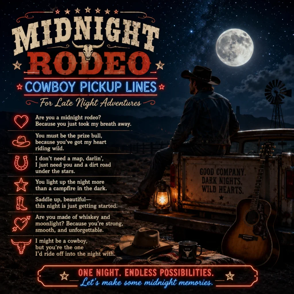 Midnight Rodeo cowboy pickup Lines For Late Night Adventures