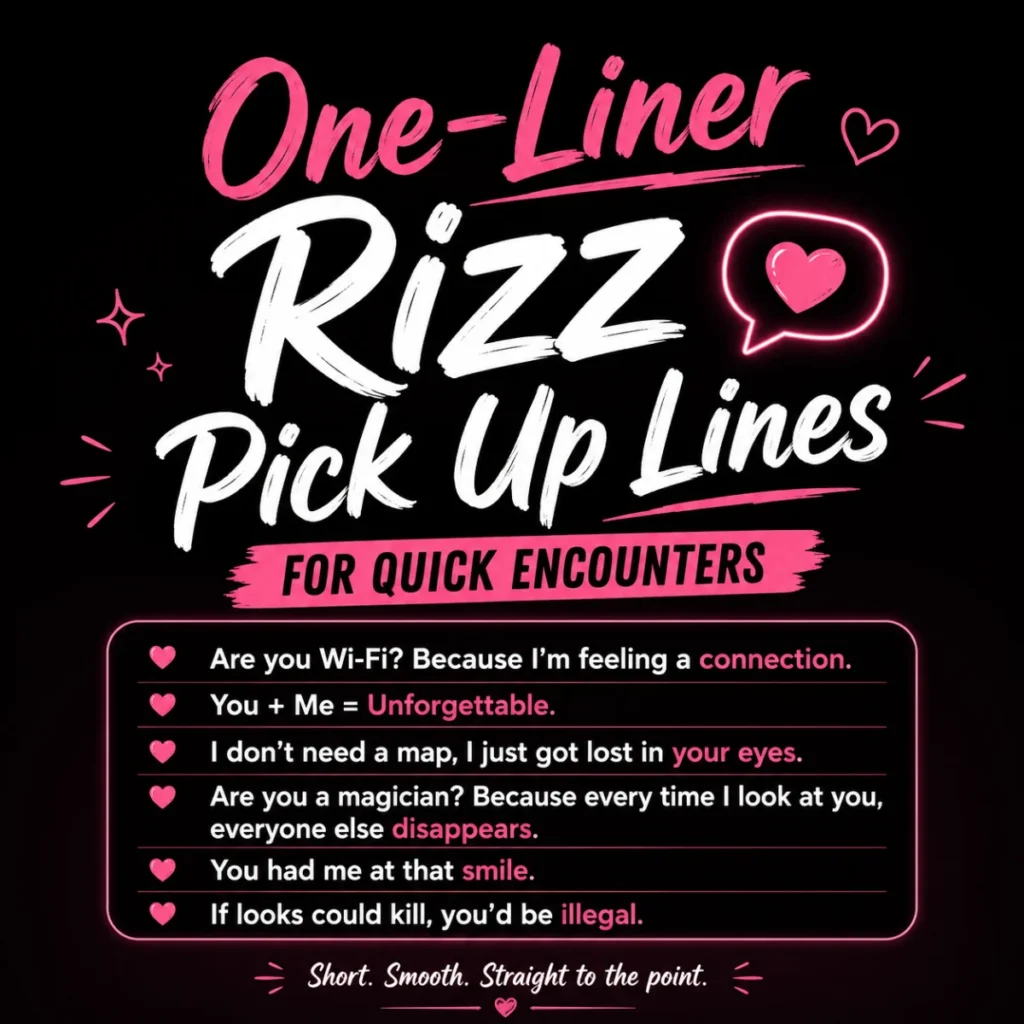 One-Liner Rizz Pick Up Lines For Quick Encounters