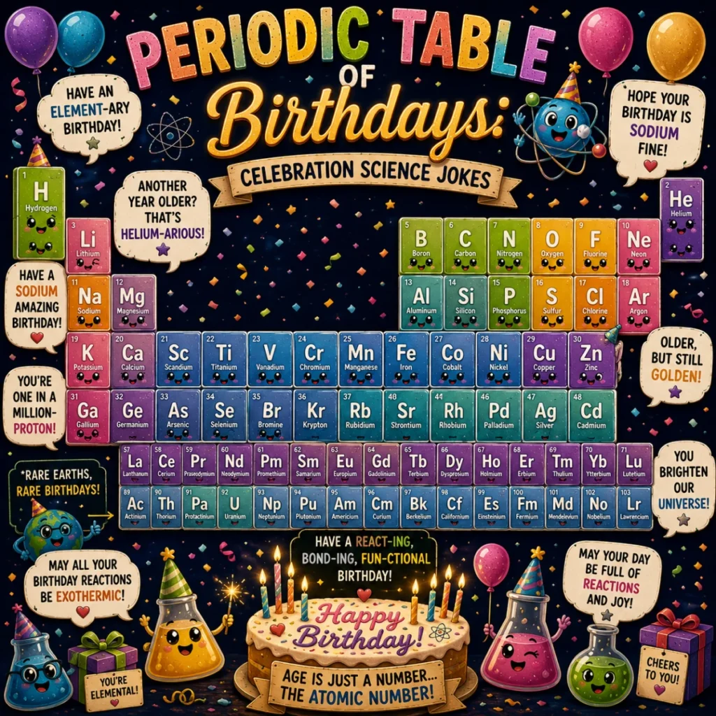 Periodic Table of Birthdays Celebration Science Jokes