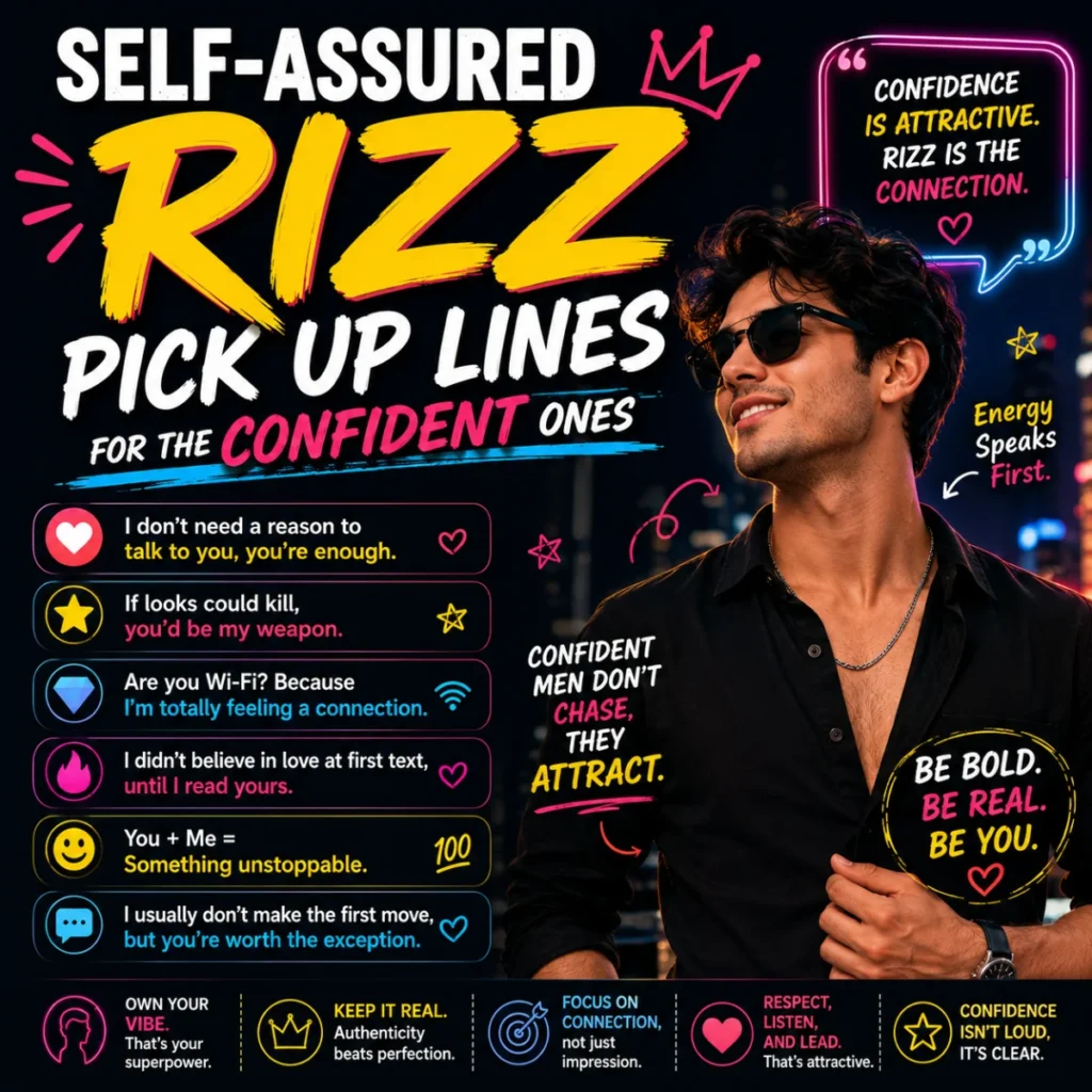 Self-Assured Rizz Pick Up Lines For The Confident Ones