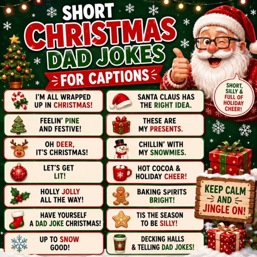 Short Christmas Dad Jokes for Captions