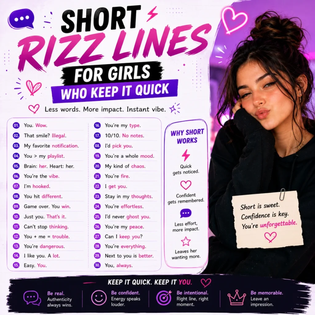Short Rizz Lines For Girls Who Keep It Quick