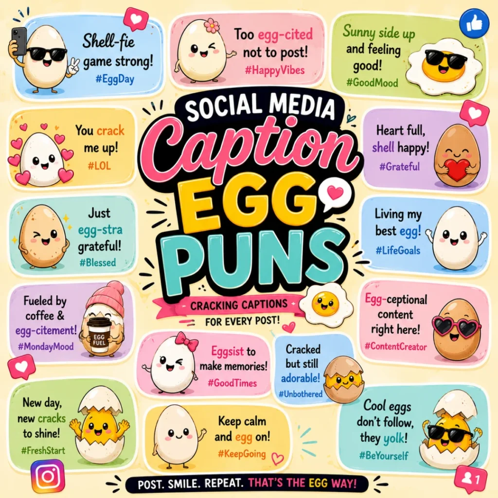 Social Media Caption Egg Puns