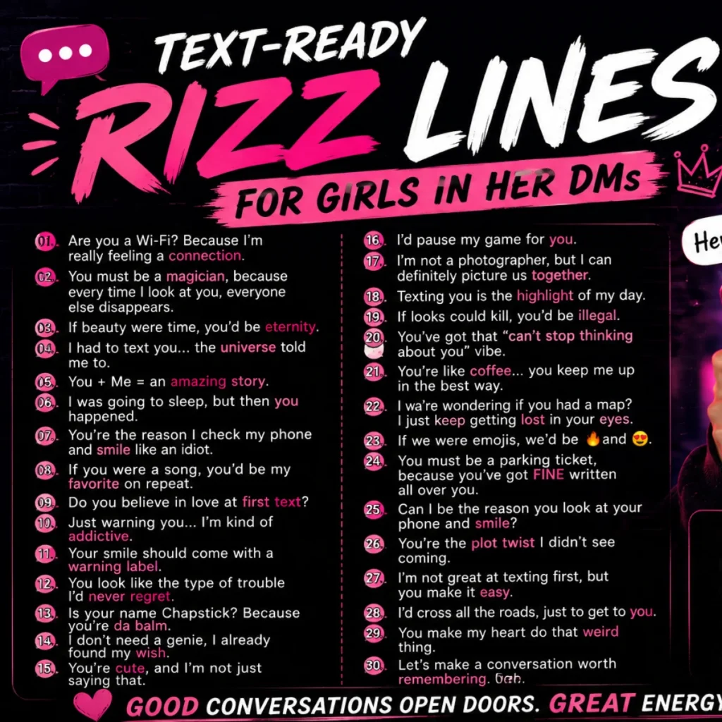 Text-Ready Rizz Lines For Girls In Her DMs