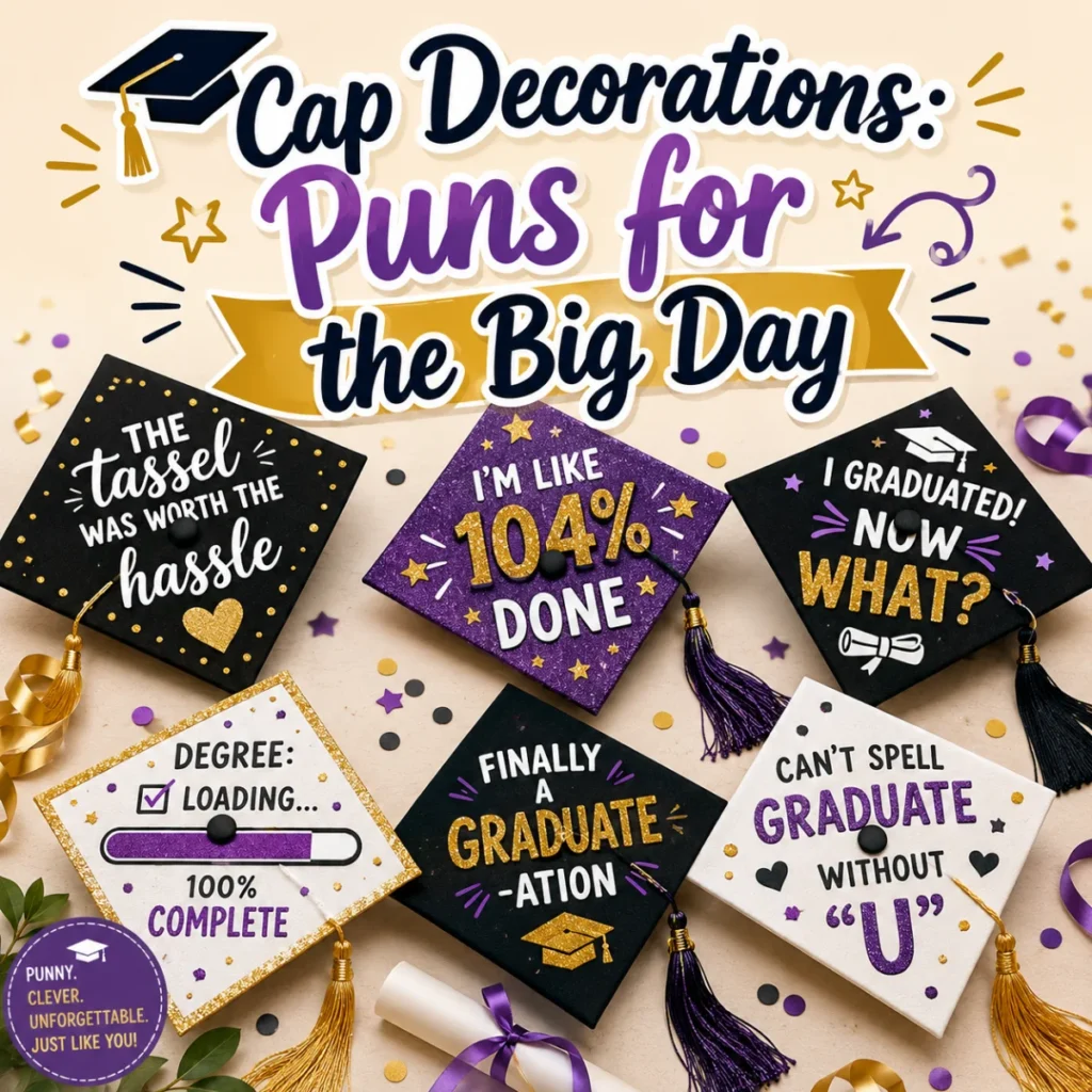 Cap Decorations Puns for the Big Day