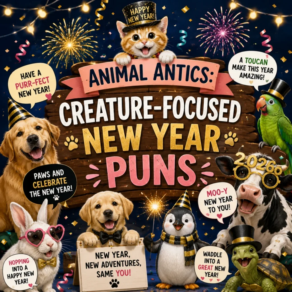 Animal Antics Creature-Focused New Year Puns