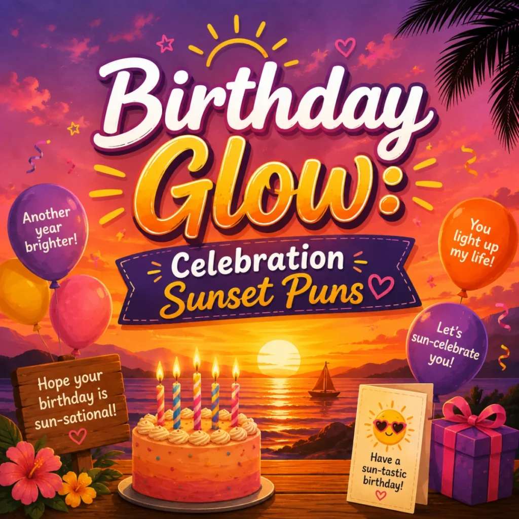 Birthday Glow Celebration Sunset Puns