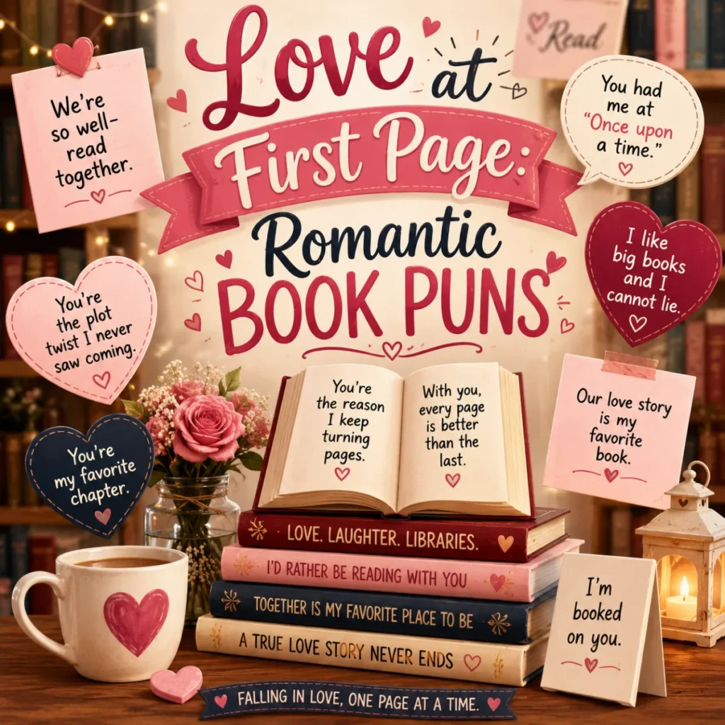 Love at First Page Romantic Book Puns