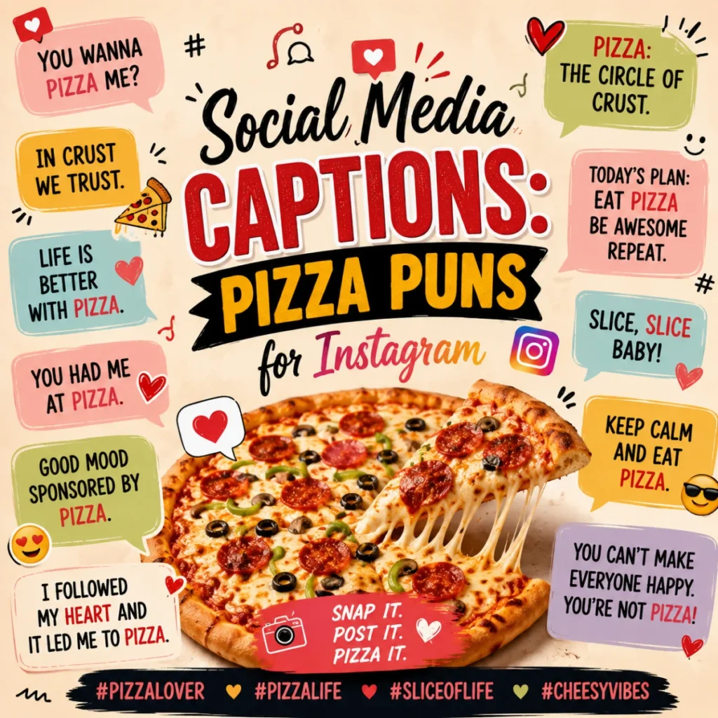 Social Media Captions Pizza Puns for Instagram