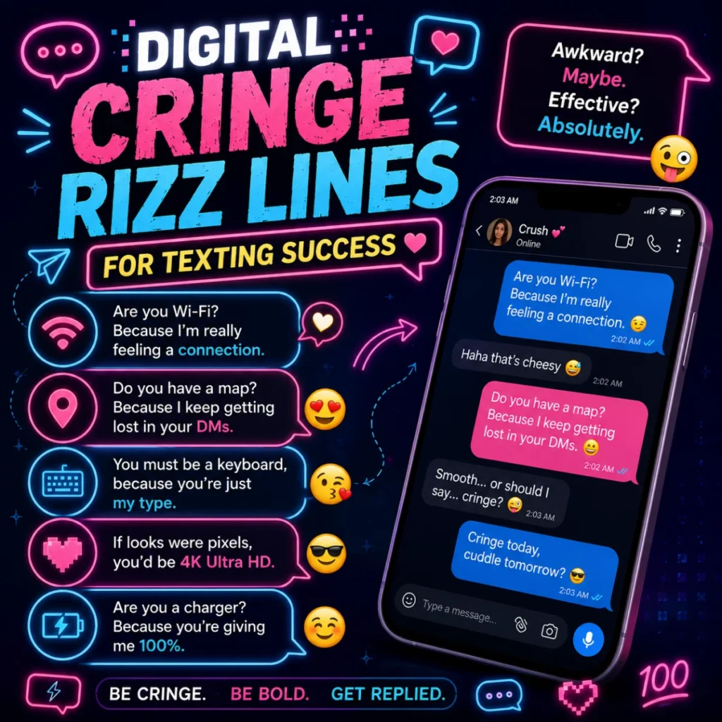 Digital Cringe Rizz Lines For Texting Success