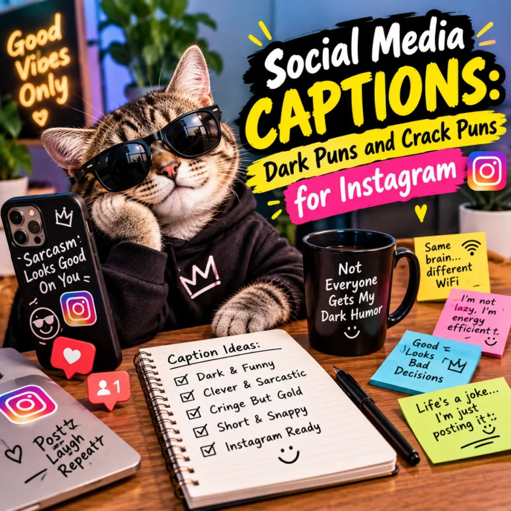 Social Media Captions Dark Puns and Crack Puns for Instagram
