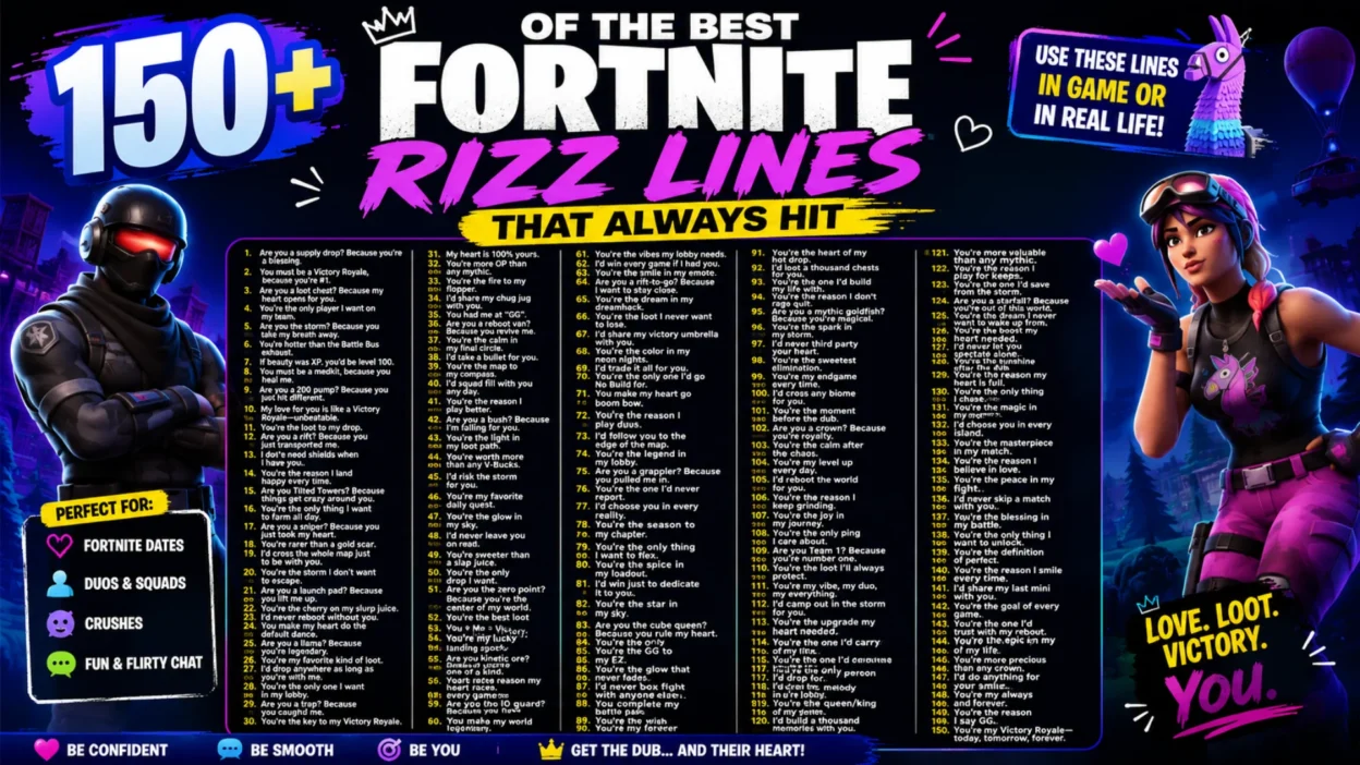 150+ Of The Best Fortnite Rizz Lines That Always Hit